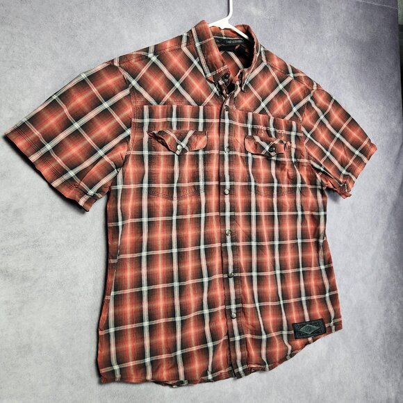 Harley-Davidson Shirt Mens XL Plaid Short Sleeve Button Up Motorcycle Western - Picture 3 of 14